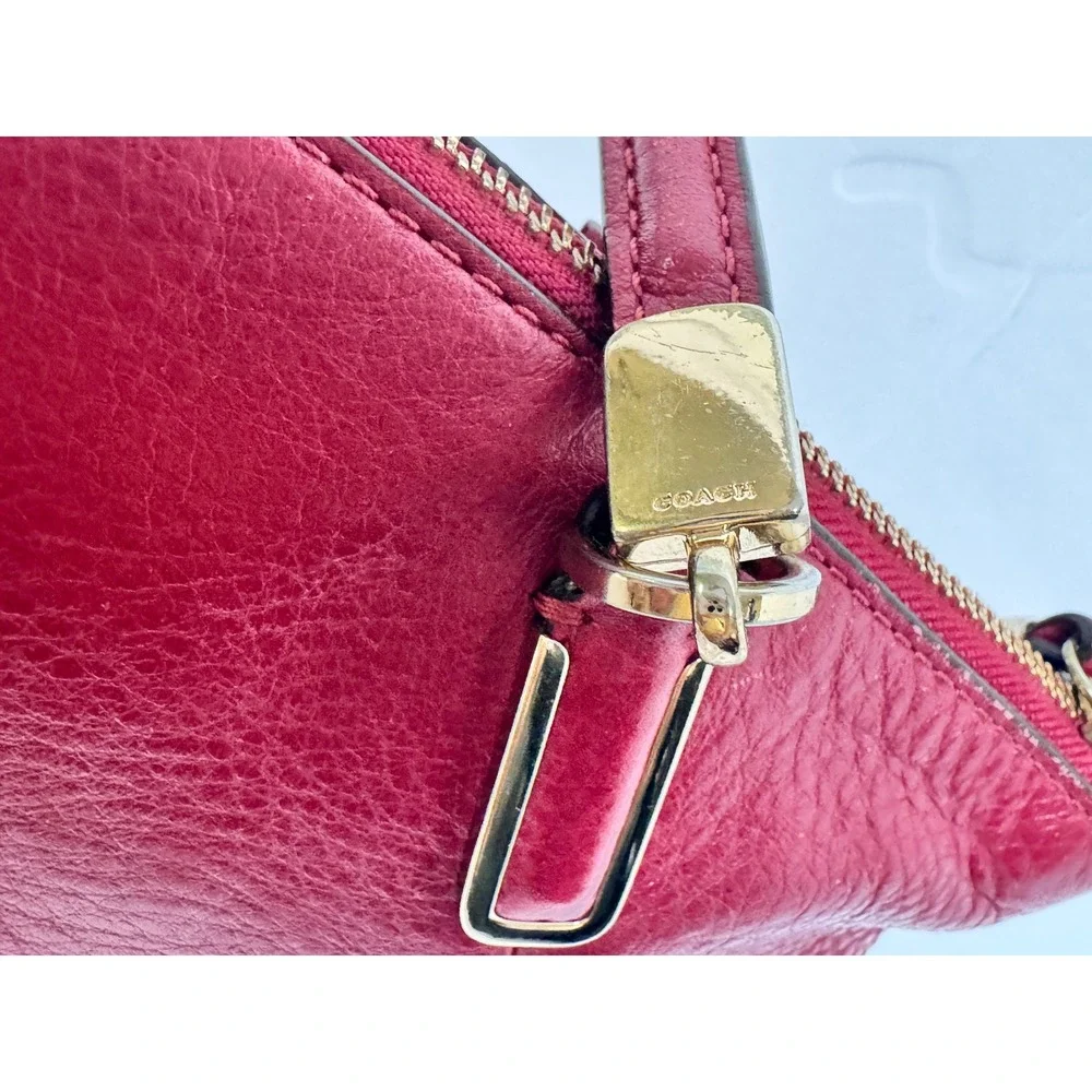 Coach Kelsey Satchel Red Pebbled Leather Gold Hardware Tote Bag Handbag